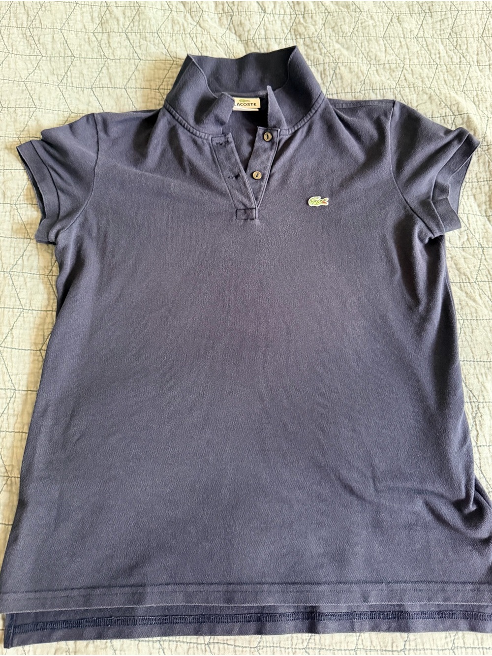 Lacoste Women's Navy Blue Short Sleeve Polo with Crocodile Logo